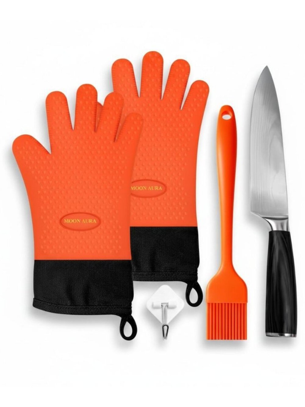 Moon Aura BBQ Gloves - Heat Resistant Oven Mitts for Grilling, Baking & Smoking